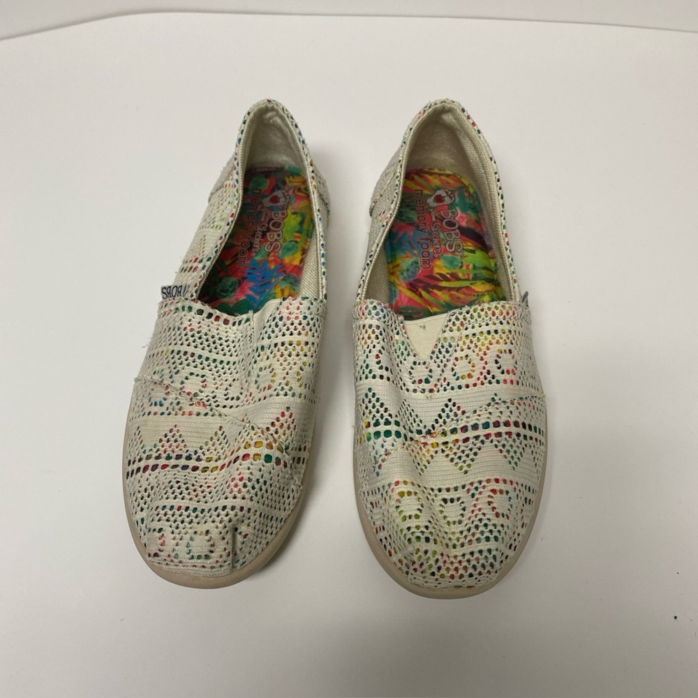 Bobs Form Skechers Memory Foam cream Women's Slip-On Shoes Size 8.5
